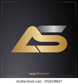 AS letter , luxury logo design isolated on black background