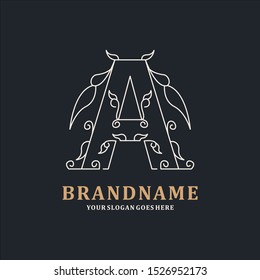 Letter A Luxury Logo Template Elegant Ornament for Restaurant, Royalty, Boutique, Cafe, Hotel, Heraldic, Jewelry, Fashion and other vector illustration