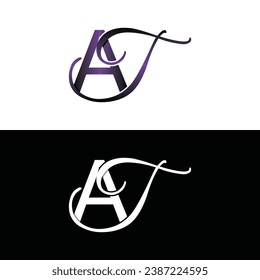 Letter AT luxury modern monogram logo vector design, logo initial vector mark element graphic illustration design template