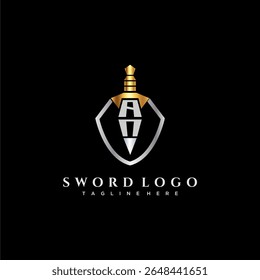 AN letter luxury monogram for shield and sword style image
