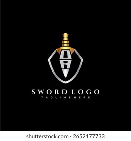 OU carta monograma de luxo para imagem estilo escudo e espada