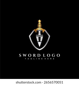 Monograma de lujo de la letra de IN para la Imagen del estilo del escudo y de la espada