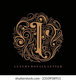 Letter I Luxury Royal Circle Ornament Logo