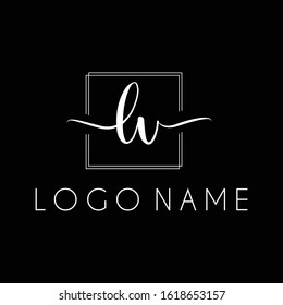 Letter Lv handwriting logo with luxury elegent modern style perfect for , beauty , wedding photography , spa , makeup logos 