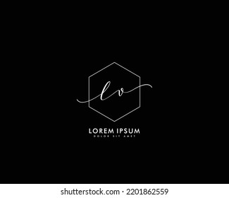 Letter LV Initial handwriting logo with signature and hand drawn style.