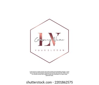 Letter LV Initial handwriting logo with signature and hand drawn style.