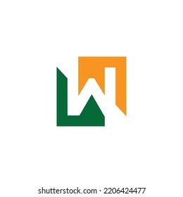 letter lw colorful square logo vector 