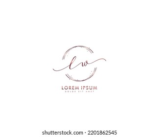 Letter LW Initial handwriting logo with signature and hand drawn style.