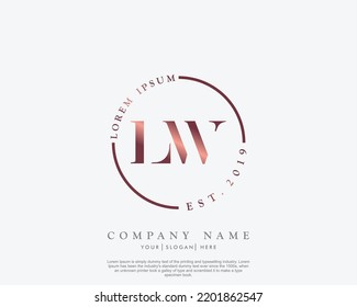 Letter LW Initial handwriting logo with signature and hand drawn style.