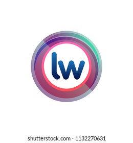 Letter LW logo with colorful circle, letter combination logo design with ring, circle object for creative industry, web, business and company.