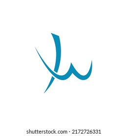 letter lw simple abstract curves line logo vector