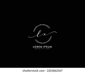 Letter LX Initial handwriting logo with signature and hand drawn style.