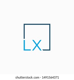 Letter LX Logo design with square frame line art. business consulting concept. studio,room,group icon. Suitable for business, consulting group company. - vector