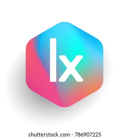 Letter LX logo in hexagon shape and colorful background, letter combination logo design for business and company identity.
