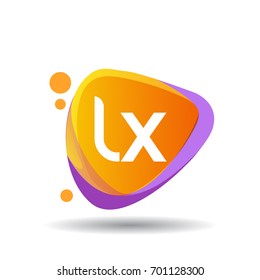 Letter LX logo in triangle splash and colorful background, letter combination logo design for creative industry, web, business and company.