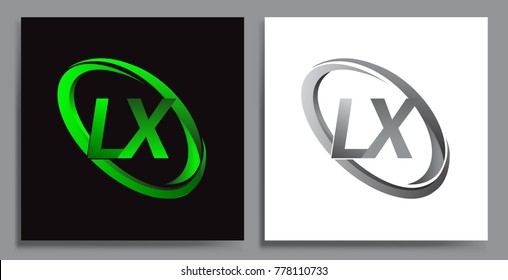 letter LX logotype design for company name colored Green swoosh and grey. vector set logo design for business and company identity.
