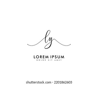 Letter LY Initial handwriting logo with signature and hand drawn style.