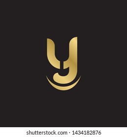 Letter ly linked lowercase logo design template elements. Gold letter Isolated on black  background. Suitable for business, consulting group company.