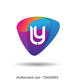Letter LY logo with colorful splash background, letter combination logo design for creative industry, web, business and company.