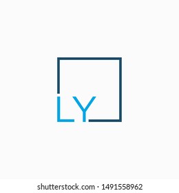 Letter LY Logo design with square frame line art. business consulting concept. studio,room,group icon. Suitable for business, consulting group company. - vector