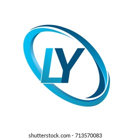 letter LY logotype design for company name colored blue swoosh. vector logo for business and company identity.