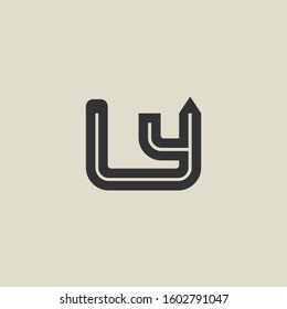 Letter LY pencil shape logo design. Link icon in flat style isolated on grey background. Graphic alphabet symbol for your corporate business identity, website, app, UI. Arts logo design inspiration.