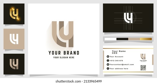 Letter LY or WU monogram logo with business card design