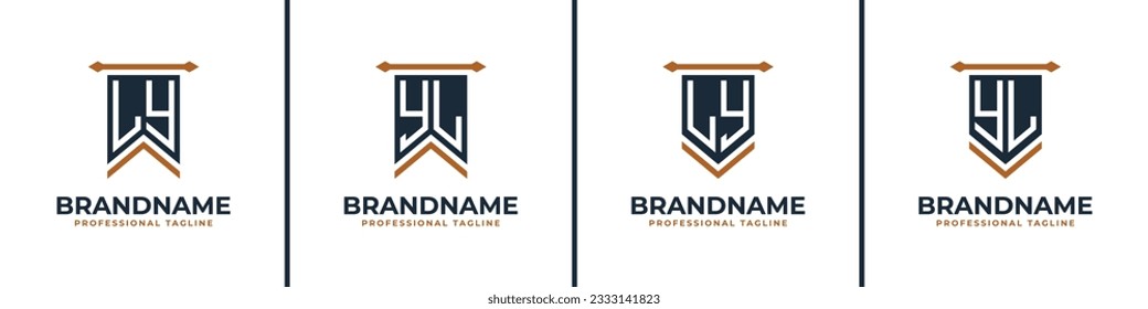 Letter LY and YL Pennant Flag Logo Set, Represent Victory. Suitable for any business with LY or YL initials.