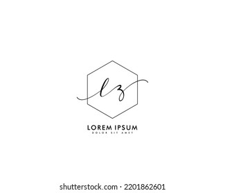 Letter LZ Initial handwriting logo with signature and hand drawn style.
