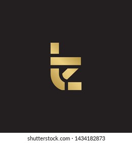 Letter lz linked lowercase logo design template elements. Gold letter Isolated on black  background. Suitable for business, consulting group company.
