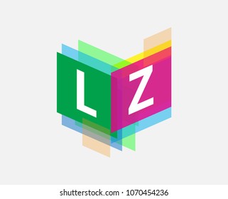 Letter LZ logo with colorful geometric shape, letter combination logo design for creative industry, web, business and company.