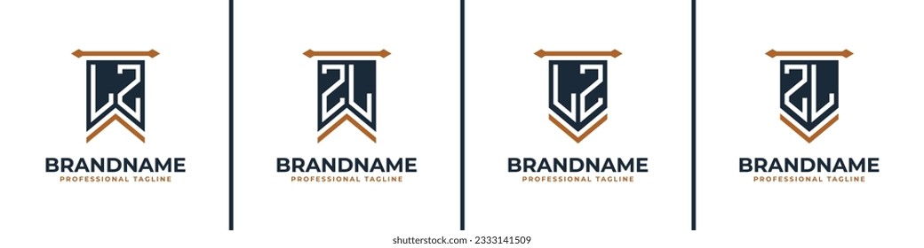 Letter LZ and ZL Pennant Flag Logo Set, Represent Victory. Suitable for any business with LZ or ZL initials.