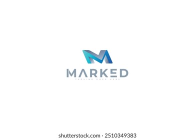 Buchstabe m 3d kreatives Logo