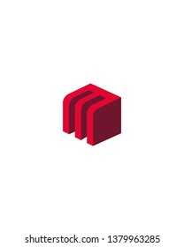 Letter M 3D logo type vector
