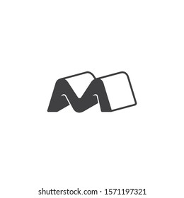 letter m 3d tunnel shape symbol logo vector