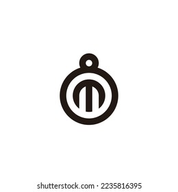 Letter m in 8, circle geometric symbol simple logo vector