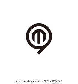 Letter m in 9, circle geometric symbol simple logo vector
