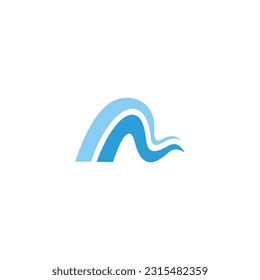 letter m abstract blue waves wavy logo vector 