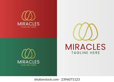 Letter M Abstract Brand Identity Logo Template with Linear Style Egg Oval Shape Concept