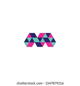 letter M abstract colorful 3d logo icon sign vector template