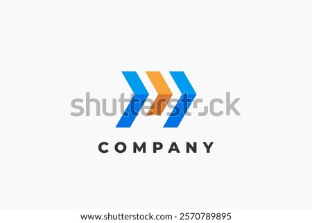 letter m abstract delivery arrow box tape logo expedition