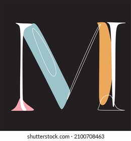 Letter M. Abstract Line Art minimalist modern fashion font alphabet. minimal modern urban fonts for logo, brand, etc. typography font in uppercase and lowercase letters and number.