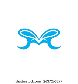 letter m abstract liquid motion blue water logo vector 