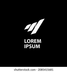 El concepto de logotipo abstracto de la letra M con un sencillo estilo plano y conexión de línea en la parte posterior. Logotipo disponible en el vector y color editable