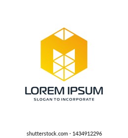 Letter M abstract Logo Template.construction concept. digital technology logo -vector