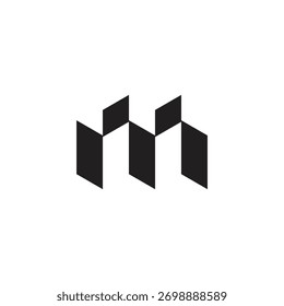 Vector de logotipo simple de dos puertas abiertas de letra M abstracta 