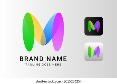 letra M forma de elipse superpuesta abstracta forma de vector colorido diseño de logotipo