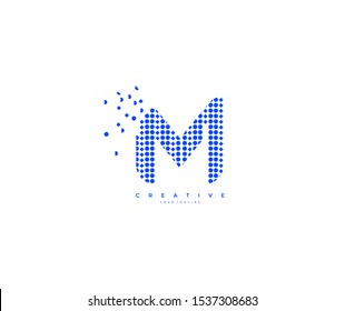 Letter M Abstract Rectangle Shapes Pixel Logotype