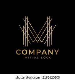 Letter M Abstract Sketch Initial Vector Logo Design Element