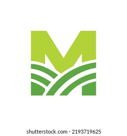 Letter M Agriculture Logo. Agro Farm Logo Based on Alphabet for Bakery, Bread, Cake, Cafe, Pastry, Home Industries Business Identity